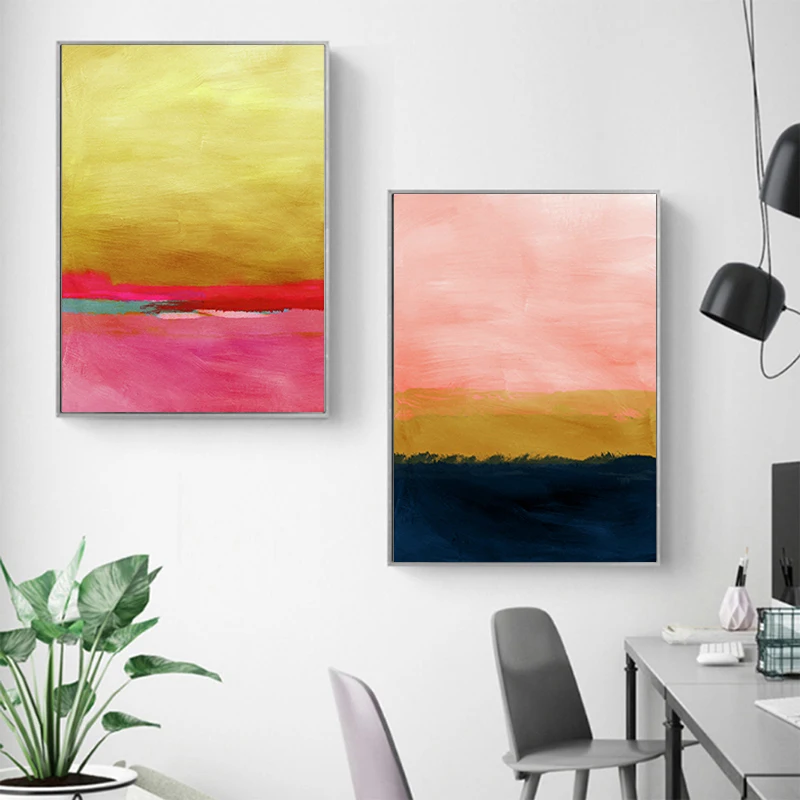 

Nordic Style Abstract Wall Art Canvas Painting Watercolor Landscape Sunset Wall Pictures for Living Room Cuadros Home Decor