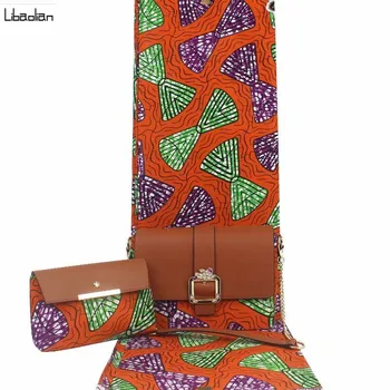 

Hot Orange High Quality African Wax Fabric Bags 3Pieces/Set,Women Handbag With 6 Yards African real Wax Prints Fabric !F201-21