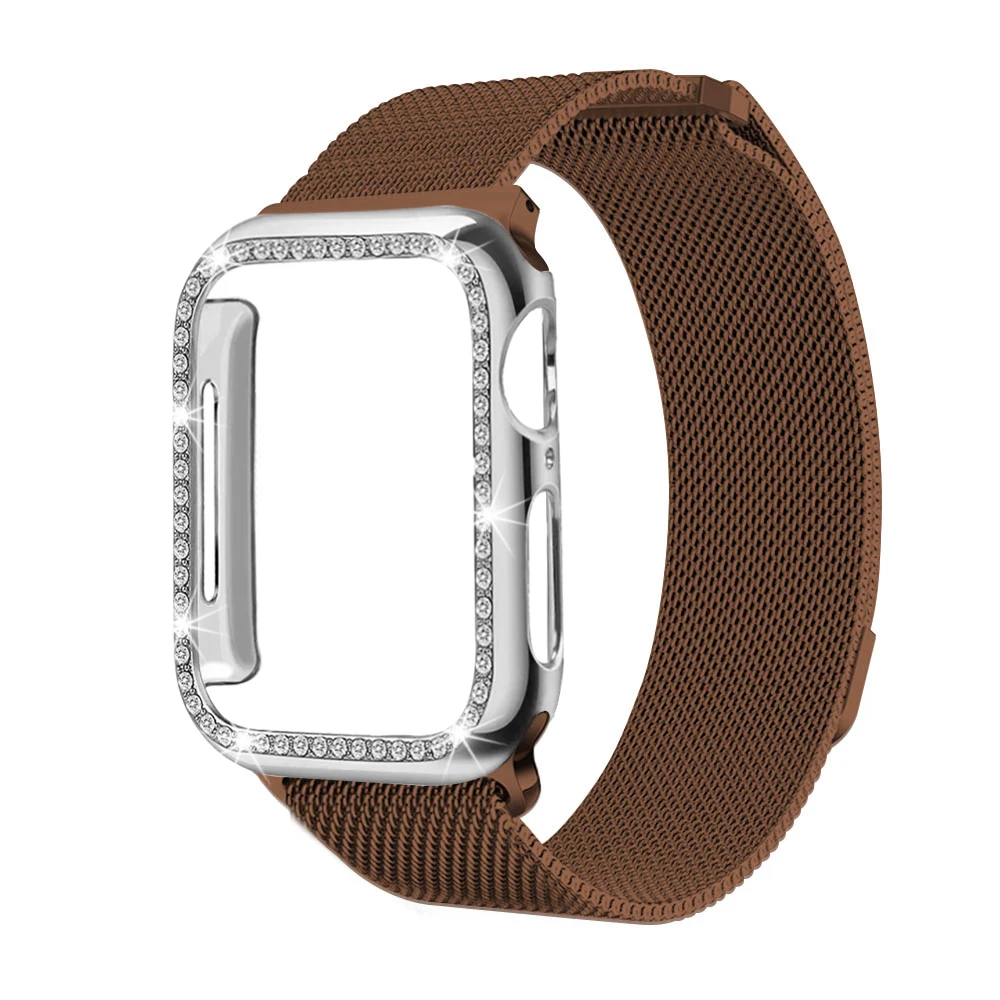 Browm Для Apple Watch чехол+ ремешок iwatch 5 ремешок 42 мм 38 мм Миланский ремешок из нержавеющей стали браслет часы Apple watch 4 3 21 - Цвет ремешка: Browm