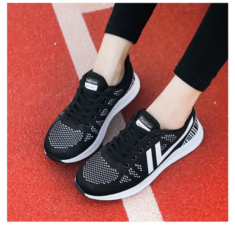 QJ 916-2019 Autumn Mesh Women Sneakers Woman Sport Running Flat Shoes-15