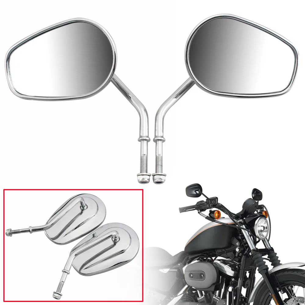 Chrome Motorcycle Rearview Mirrors For Harley-Davidson Sportster 1200 1000 Dyna 