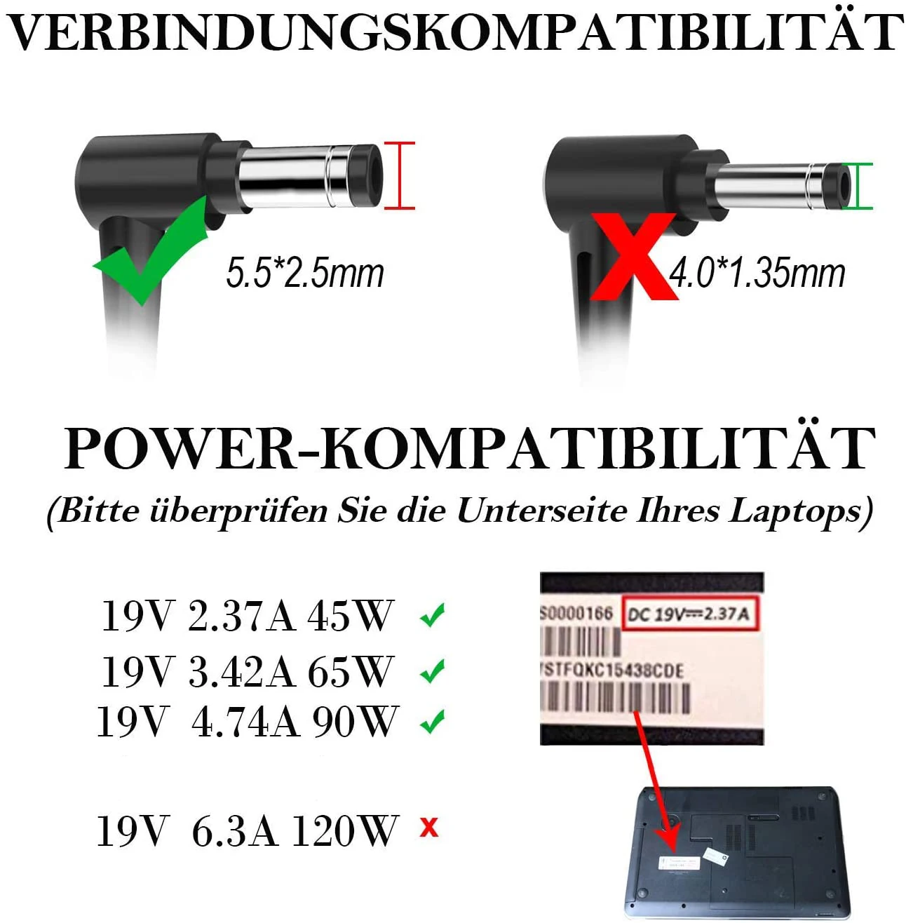 Auxiliar Laboratório Carregador de Carro Portátil Adaptador para Asus Lenovo 19v 4.74a 3.42a 2.37a 90w 65w Fonte de Alimentação dc Tamanho 5.5*2.5 mm - Imagem 2