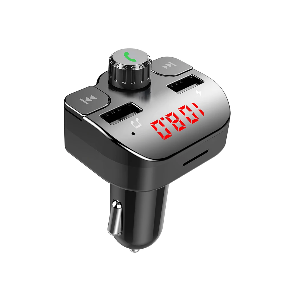 LAMJAD Dual USB Автомобильное зарядное устройство с fm-передатчиком Bluetooth hands-free FM модулятор автомобильное зарядное устройство для телефона для iPhone - Digital Media Format: G15