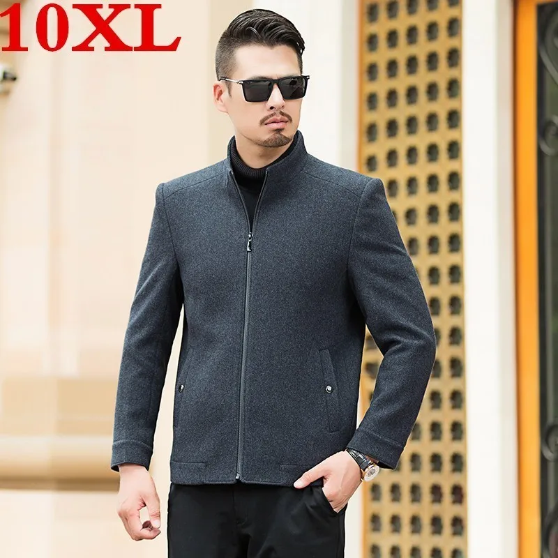 

plus size 8XL 7XL Wool Jacket Men's High-quality Wool Coat Casual Business Men Trench Coat Jacket Men Standing collar Overcoat