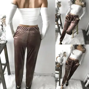 

Women Sweatpants Fleece Jogger Pants Trousers Harem High Waist Ruffles Soft Casual Winter Drawstring