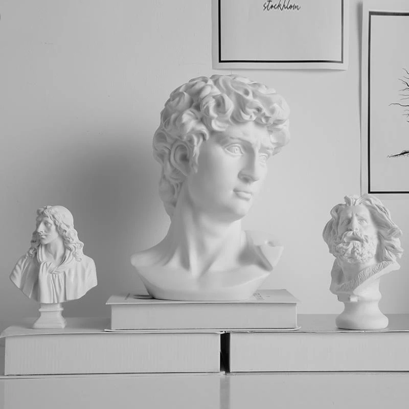 15cm David Head Bust Statue Mini Gypsum Michelangelo Home Decoration Resin Art Craft Sketch Practice Gift Ornaments | Дом и сад