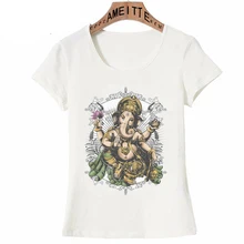 Verano moda mujer de manga corta el tatuaje de Ganesha Vintage imprimir camiseta divertida Zen arte Harajuku camisetas casuales linda chica