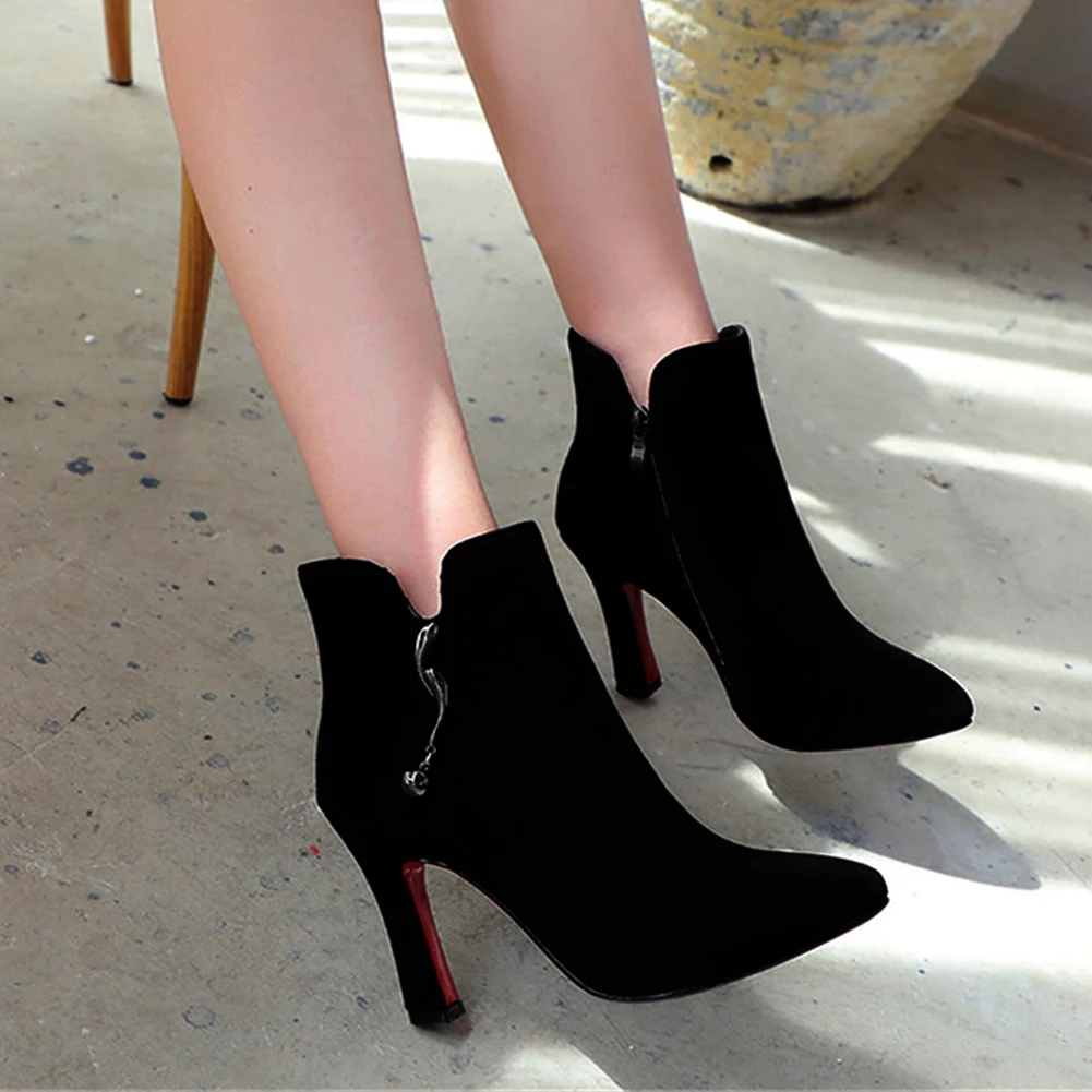 

SARAIRIS 2020 Fashion Black Red Office Lady Shoes Women Boots Female High Heels Sexy Pointed Toe Ankle Boots Woman Shoes