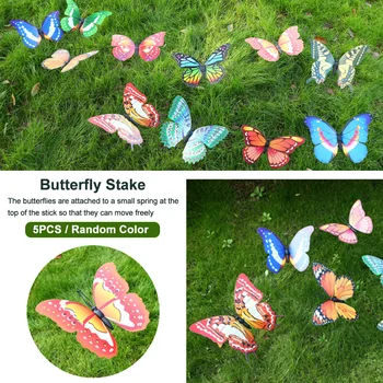 

5pcs Crafts DIY Indoor Outdoor Lawn Colorful Plant Decor 3D Butterfly Stake Garden Ornament Universal Landscape Home Yard