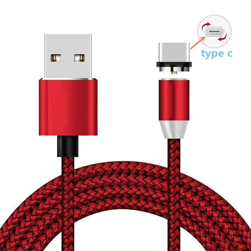 QC 3,0 USB зарядное устройство магнитный USB кабель для samsung A50 A70 S10 Plus Xiaomi 8 9 huawei 8A 8C 8S настенный мобильный телефон быстрое зарядное устройство - Цвет: Type C Cable Red