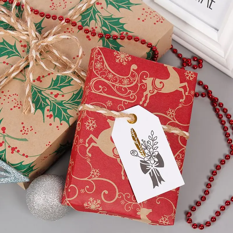 5 шт Рождественская оберточная бумага в рулоне крафт подарочная оберточная бумага Подарочный пакет из крафт-бумаги Y1AB