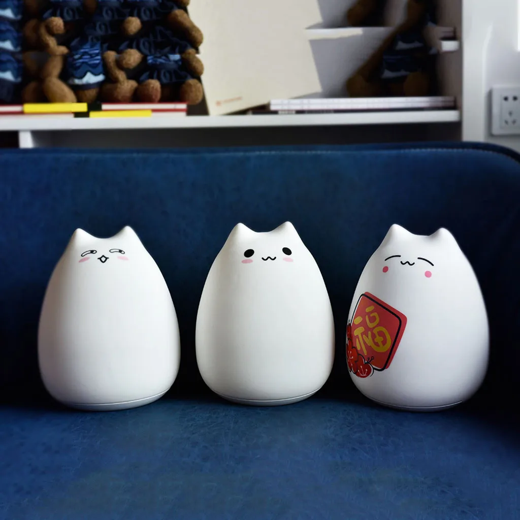 

Lovely Cute Big Cat USB Night Light Bedroom Decor LED remote-controlled Lamp Cartoon colorful cat silicone lamp A1