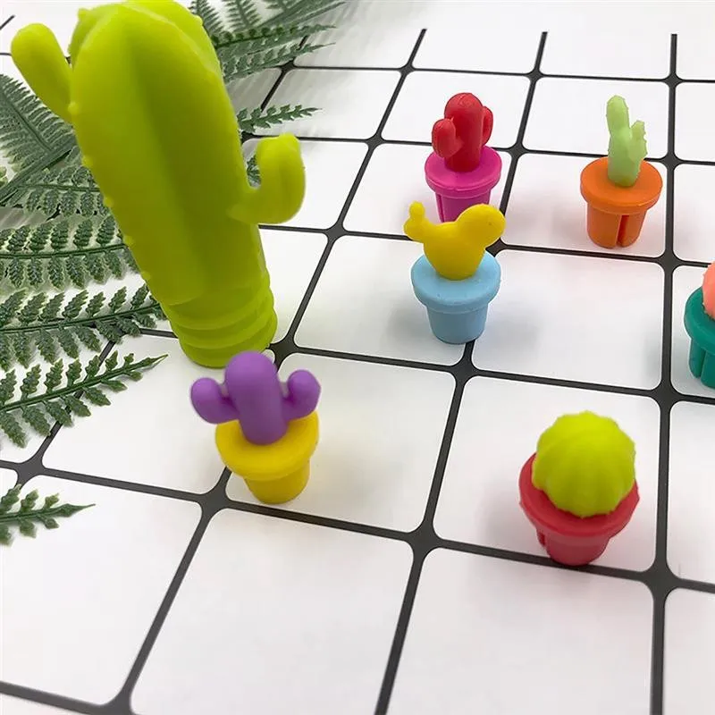 

Cup Labels Tag Signs Bottle Wine Stopper Drinking Buddy Cup Identification 7pcs Silicone Cactus Party Wine Glass Marker Charms