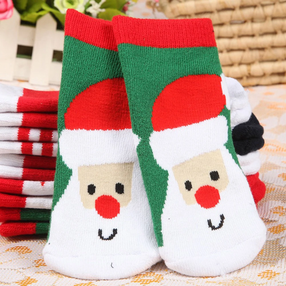 Модные милые рождественские носки хлопок Санта Клаус Снежинка Лось колокольчик зима носки с мультяшками для детей новогодние подарки