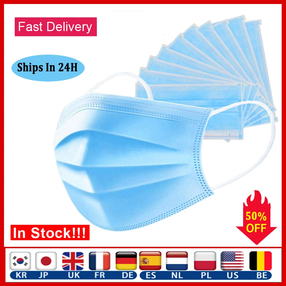 

3 Layers Non Woven Face Mask Anti-Dust Disposable Pollution Protective Mouth Mask Safety Elastic Facial Dust-Proof Safety Masks