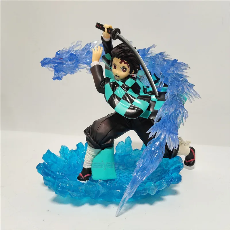 Аниме Статуэтка Kimetsu no Yaiba Kamado Tanjirou, ПВХ, фигурки, Demon Slayer, Набор для творчества, игрушки, статуэтка Tanjiou, модель, рождественские подарки - Цвет: with base
