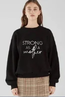 STRONG AS A Mother пуловер осенние толстовки Топы в Корейском стиле толстовки с круглым вырезом и длинными рукавами готическая одежда - Цвет: black