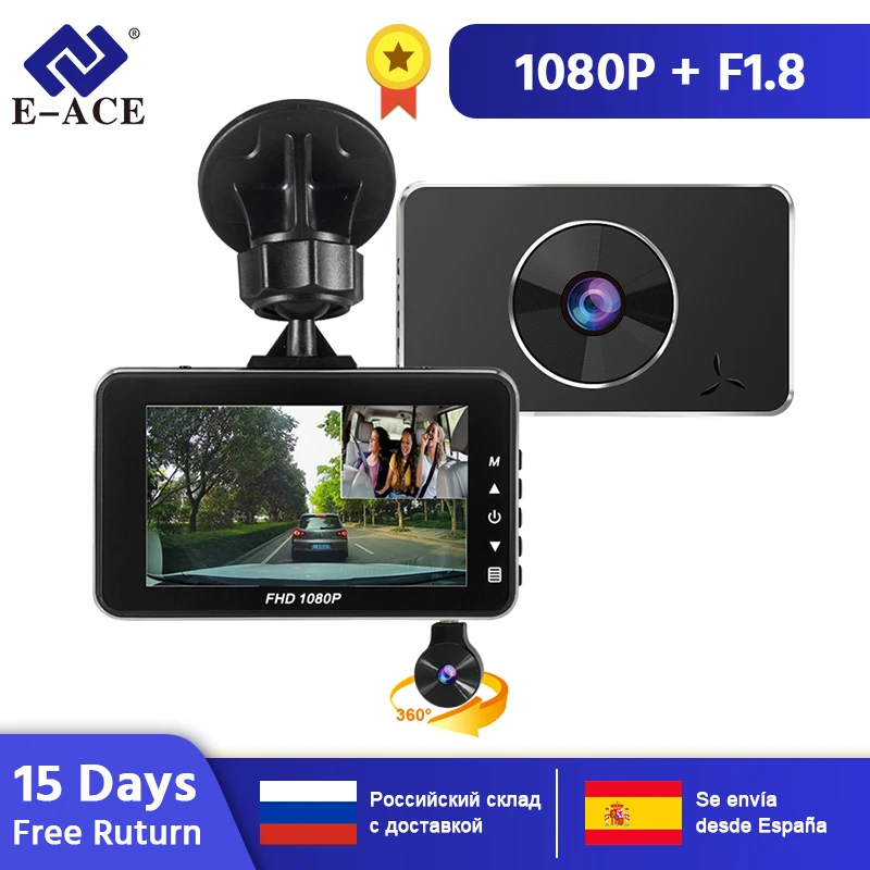 E-ACE B15 Автомобильный видеорегистратор 3,0 дюймов ips мини Dashcam FHD 1080P видео рекордер двойной объектив Автомобильная камера Супер ночного видения авто Регистратор