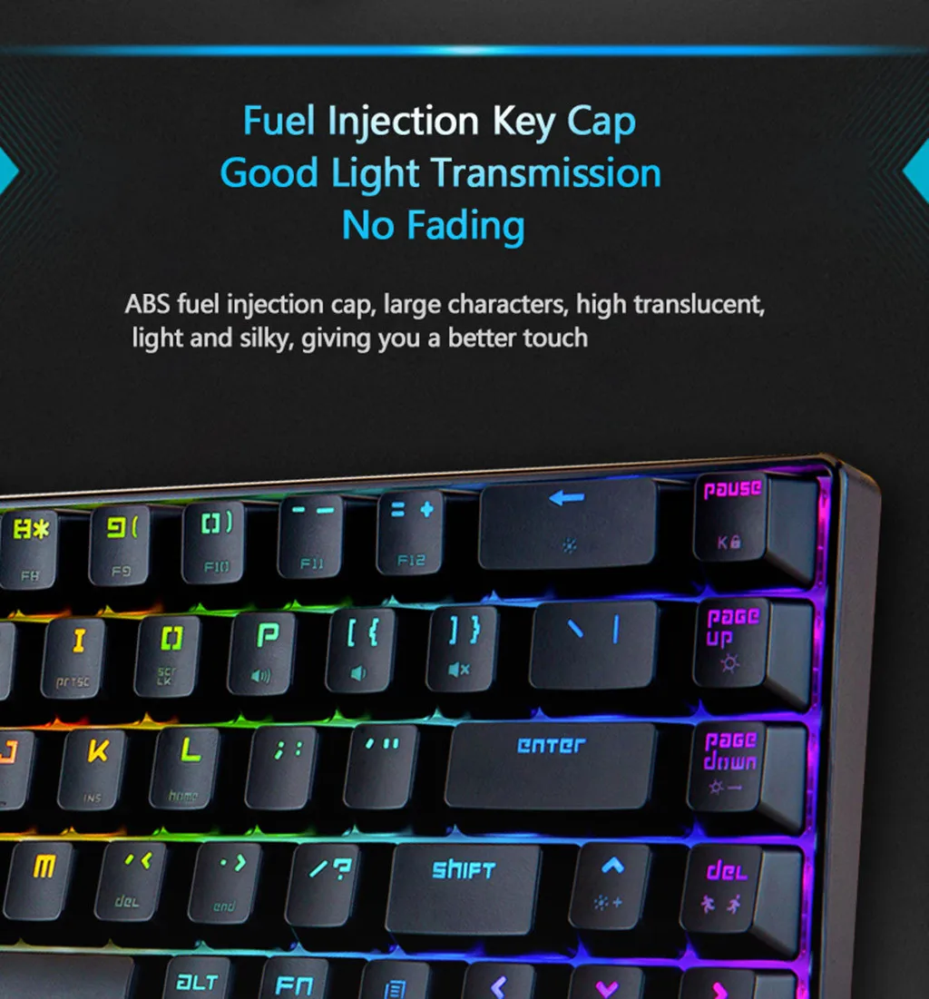 Teclado mecanico68-Key Механическая клавиатура RGB с подсветкой Проводная игровая клавиатура экстра-тонкий и легкий zuoya механичекая клавиатура