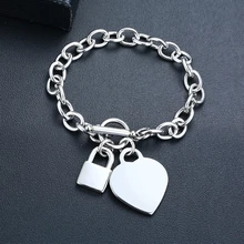 Браслет с застежкой в форме сердца, серебряный браслет из нержавеющей стали, женский браслет для любви, ювелирные изделия BFF