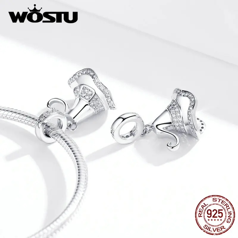 WOSTU Хэллоуин 925 пробы Серебряный волшебник, магия шляпа талисманы подходят браслет бусины Хэллоуин ужасные вечерние ювелирные изделия CQC1364