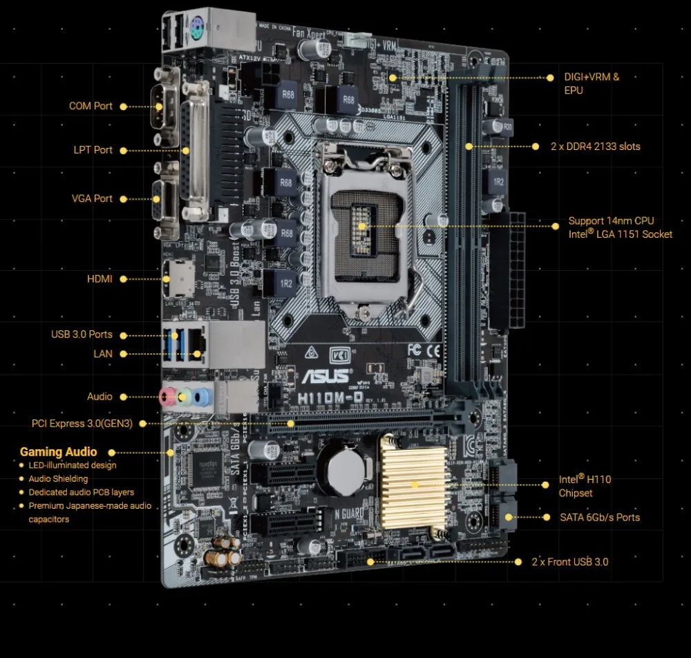 ASUS H110MD Motherboard LGA1151 DDR4 Intel H110 Chipset