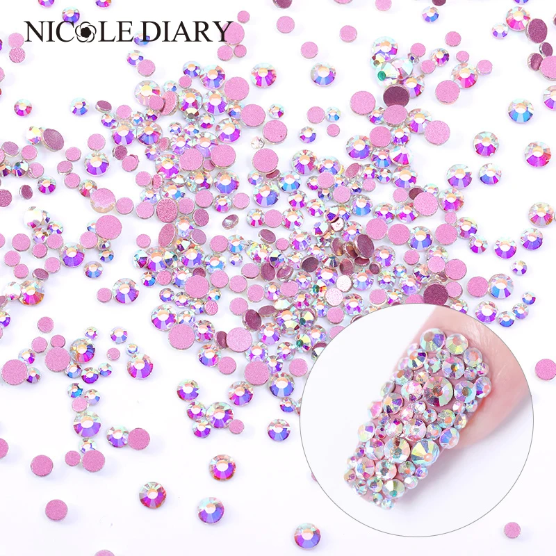 1 Bag Multi-size Glass Nail Rhinestones For Nails Art Decorations Crystals Strass Charms Partition Mixed Size Rhinestone