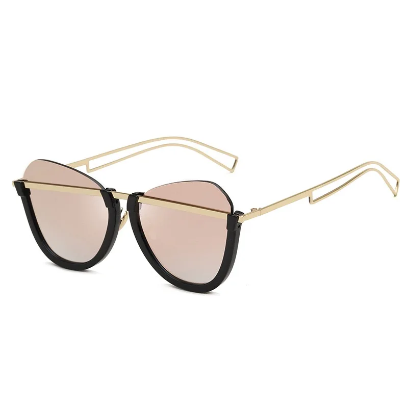 Новые стильные солнцезащитные очки Оттенки для женщин gafas de sol mujer морской дизайнер Модные полуобода металлические пластмассовые солнцезащитные очки 8347OLO - Цвет линз: gold pink mirror