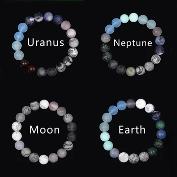 

Blue Original Solar System Planets Bracelets For Women men lover Universe Handmade Crystal Stones Elastic bracelet Astronomy diy