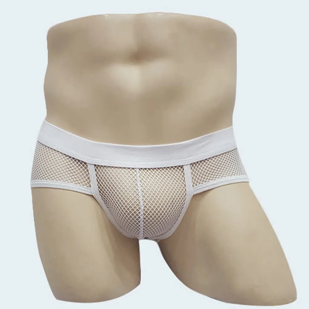 Mens see through briefs boxer shorts transparent mesh pouch underwear