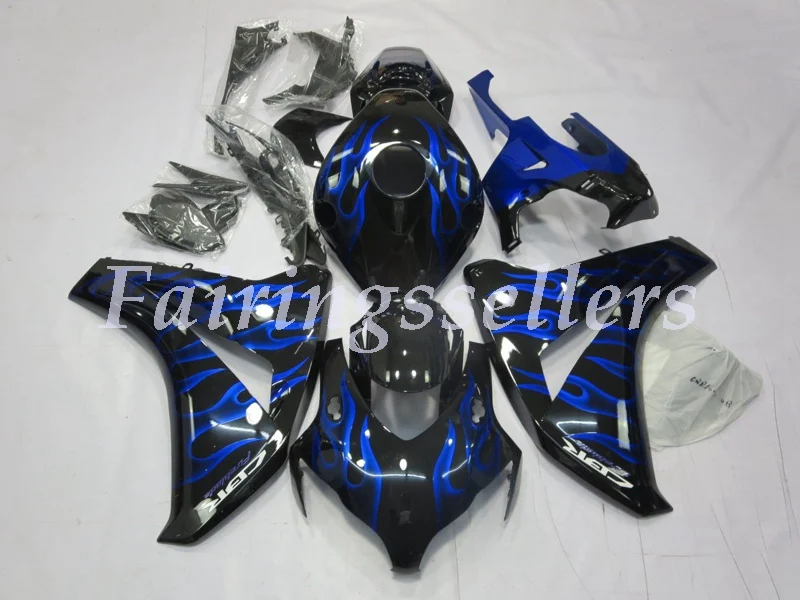 Инъекций ABS Полный обтекатели комплект Подходит для HONDA CBR1000RR 2008 2009 2010 2011 CBR 1000RR 08-11 CBR1000 обтекателя Синий Красный orange - Цвет: Black blue flame