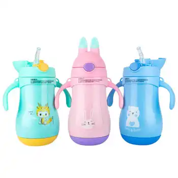 

Childrens Mug with Handle Stainless Steel Straw Cup Dual-use Male and Female Students Baby Pot Baby Drinking Cup Vacuum Flask