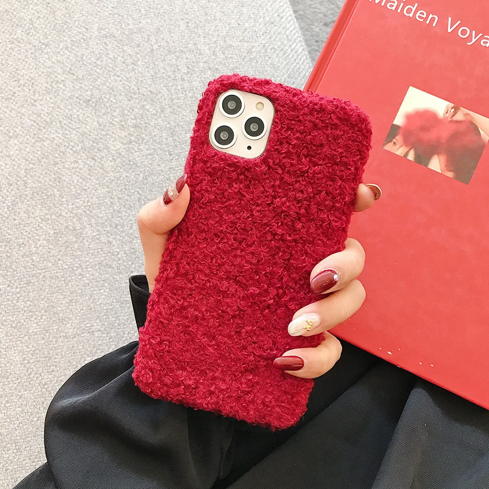 Плюшевый теплый пушистый чехол для iPhone 11 Pro Max чехол сплошной цвет мягкий силиконовый чехол для iPhone X XR XS MAX 7 8 6 6S Plus оболочка