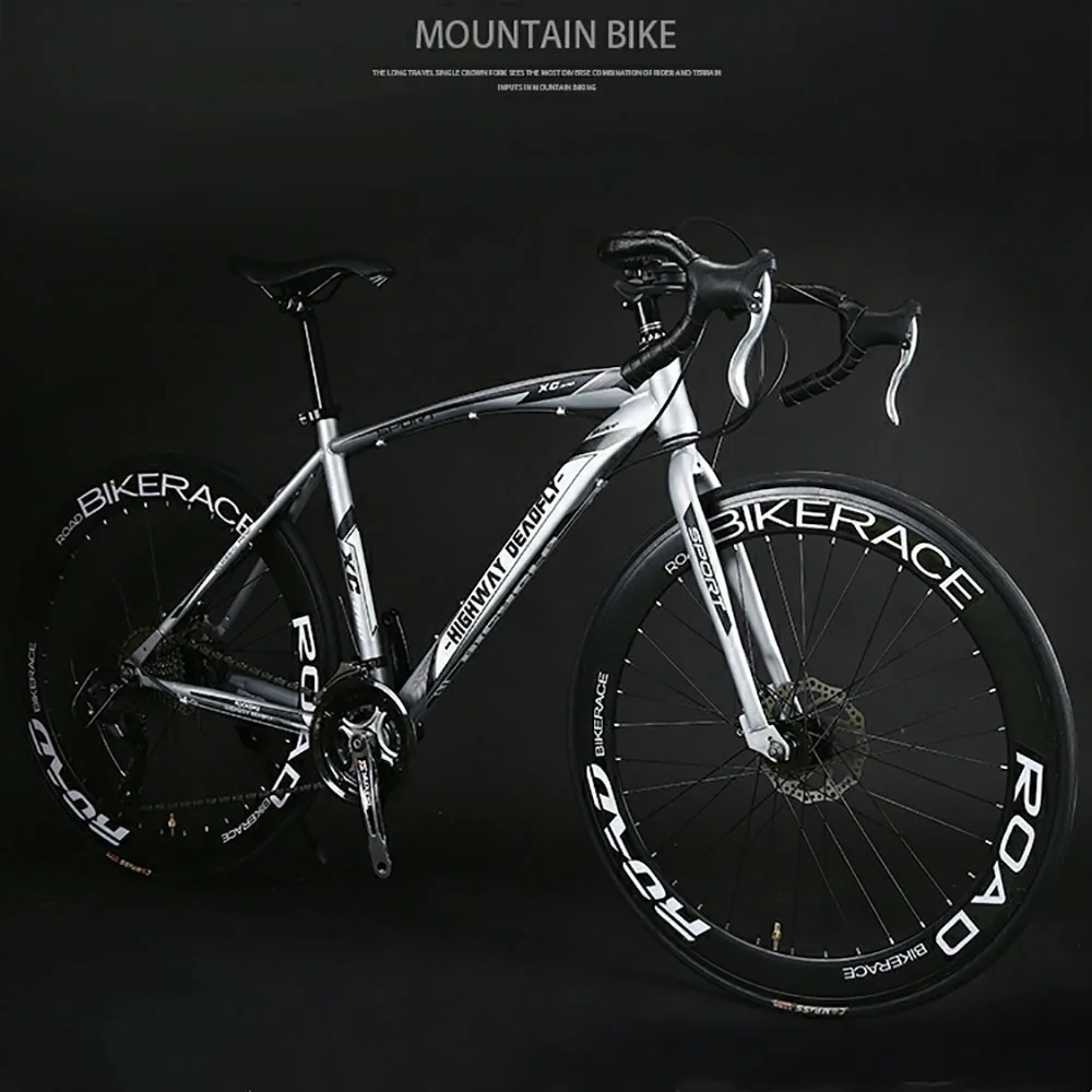 Road Bicycle 24/27 Speed Double Disc Brake Super Light Solid Tire Male