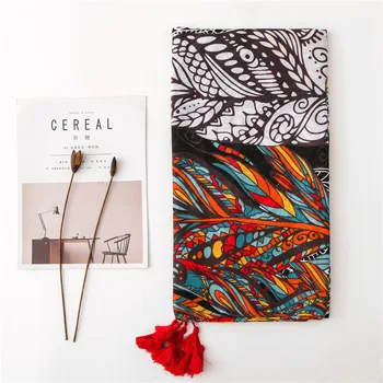 

2020 шарф женский long artistic style ethnic print hijab scarf Lady Print Soft Shawls and Wraps Pashmina Foulards Muslim Hijab