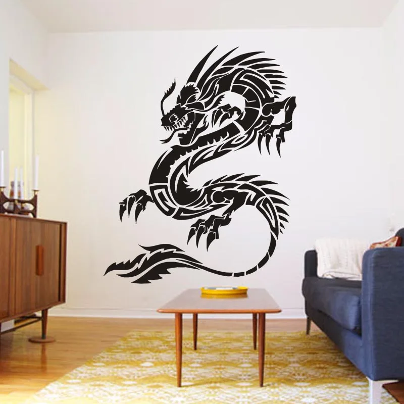 Ancient Chinese Dragon And Tiger Sticker Home Decor Vinyl Decal Living Room Bedroom Bedroom Removable Wall Sticker