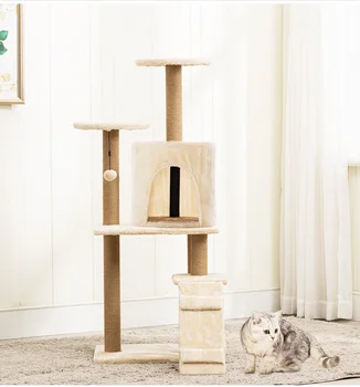 

Cat climbing frame cat nest tree shelf one grab board villa pet toy large platform suppliesfor cats sisal rope
