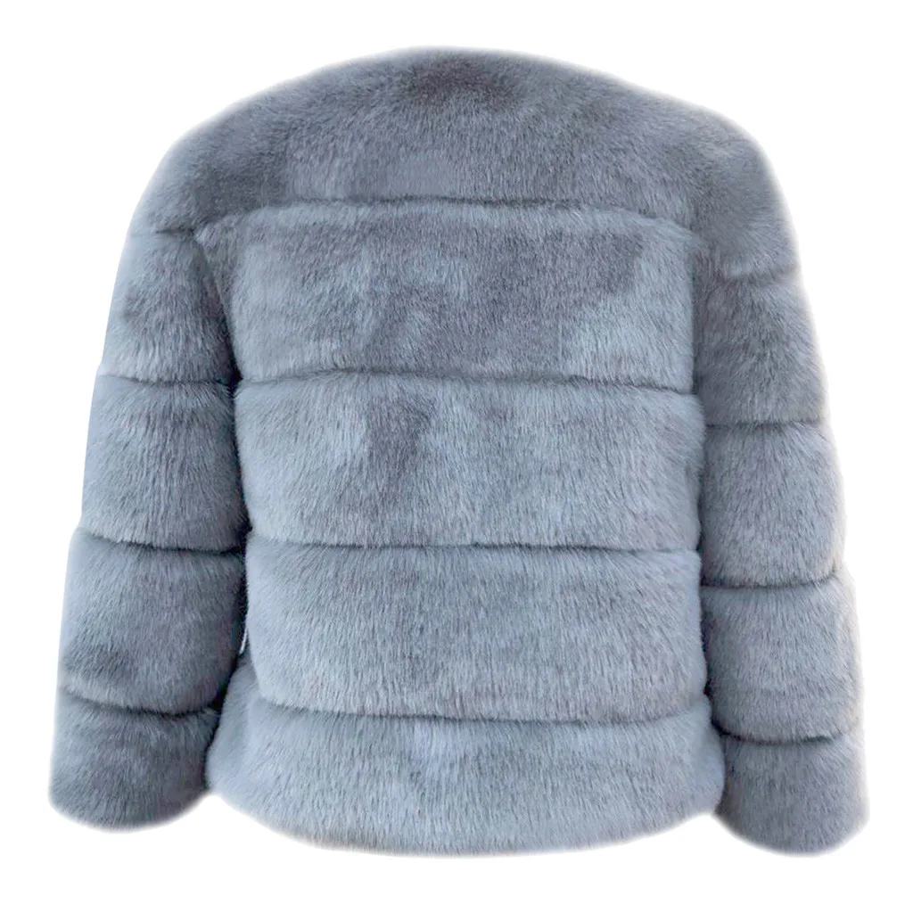 Женская куртка из искусственного меха с длинным рукавом, зимнее теплое пальто, толстая меховая короткая куртка, верхняя одежда, плюшевое пальто, повседневное плюшевое пальто, Свободное пальто