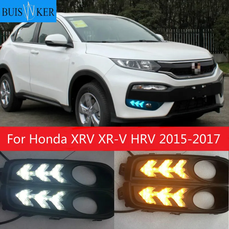 

1 пара для Honda XRV XR-V HRV 2015-2017 Светодиодный дневной ходовой светильник DRL Дневной светильник передний бампер противотуманный светильник для вождения противотуманная фара