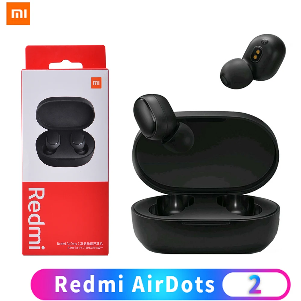 100% Original Xiaomi Redmi Airdots 2 Bluetooth Earphone Tws Earphone 5.0 Mi True Wireless Earphones Stereo Bass Earbuds AI
