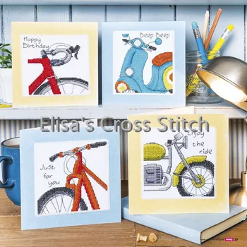 

CD216 14ct DIY Greeting Card Art Popular Full Set CrossStitch Greeting Card Birthday Christmas Gift Bike Motorcycle