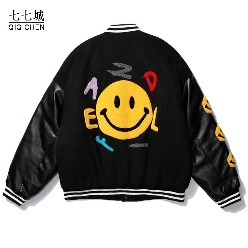 Мужская бейсбольная куртка в стиле пэчворк куртка-бомбер Харадзюку с вышитыми