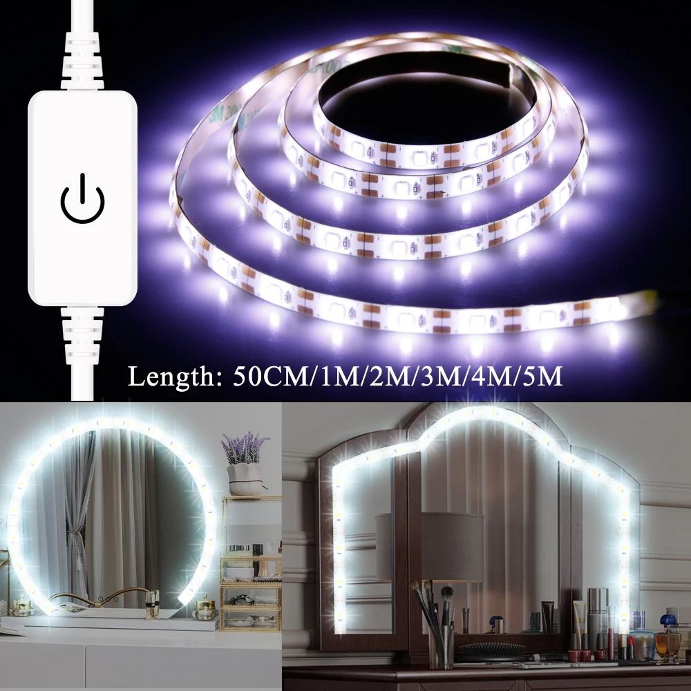 Led Eitelkeit Make-Up-Spiegel Licht 5V USB LED Flexible Band für Dressing  Tisch Make-Up spiegel Lampe Streifen Wasserdicht Bad beleuchtung -  AliExpress