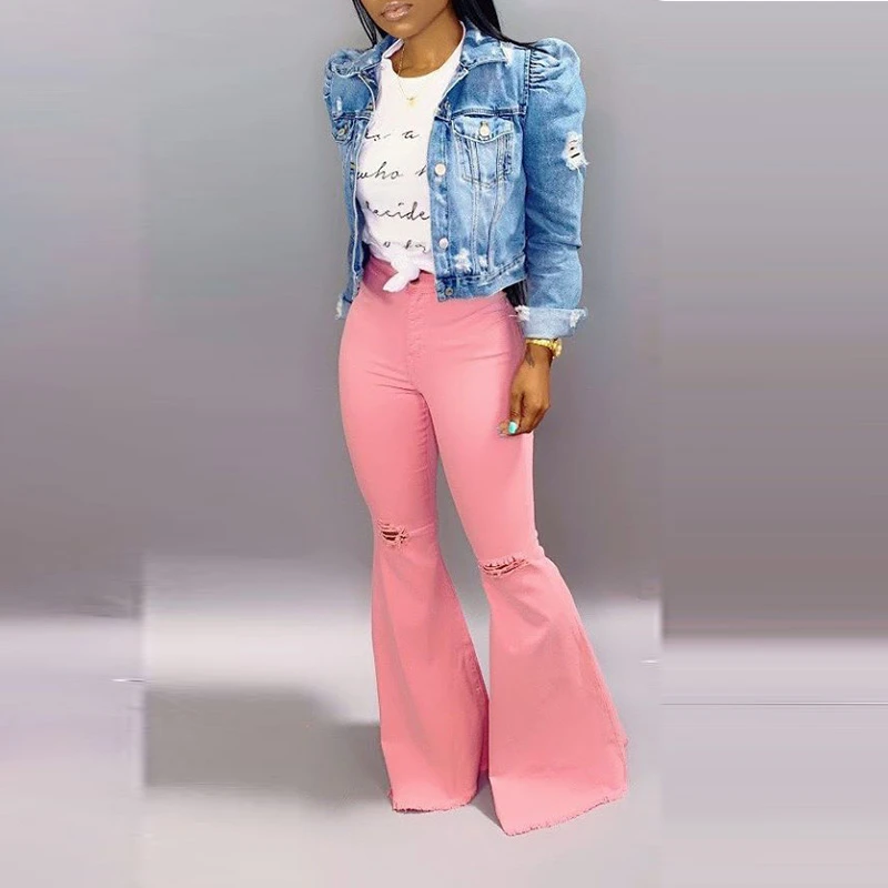 

Neon Pink Bodycon Flare Leg Pants For Women Fashion High Waist Bell Bottom Pants Streetwear Hollow Hole Long Wide Leg Trousers