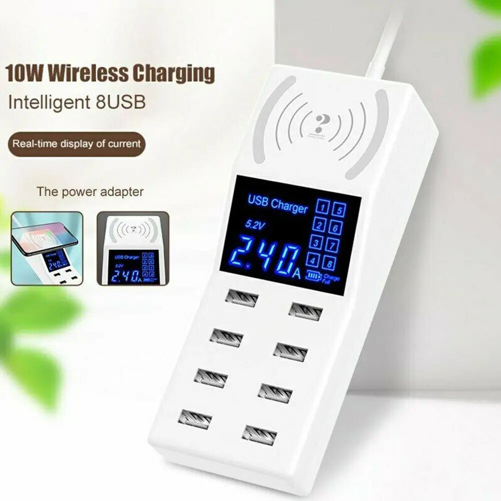 

Wireless Quick Charge 8 Multi-Port Fast Charger USB Hub Wall Power Adapter Mobile Phone Room Office Wireless Quick Charger