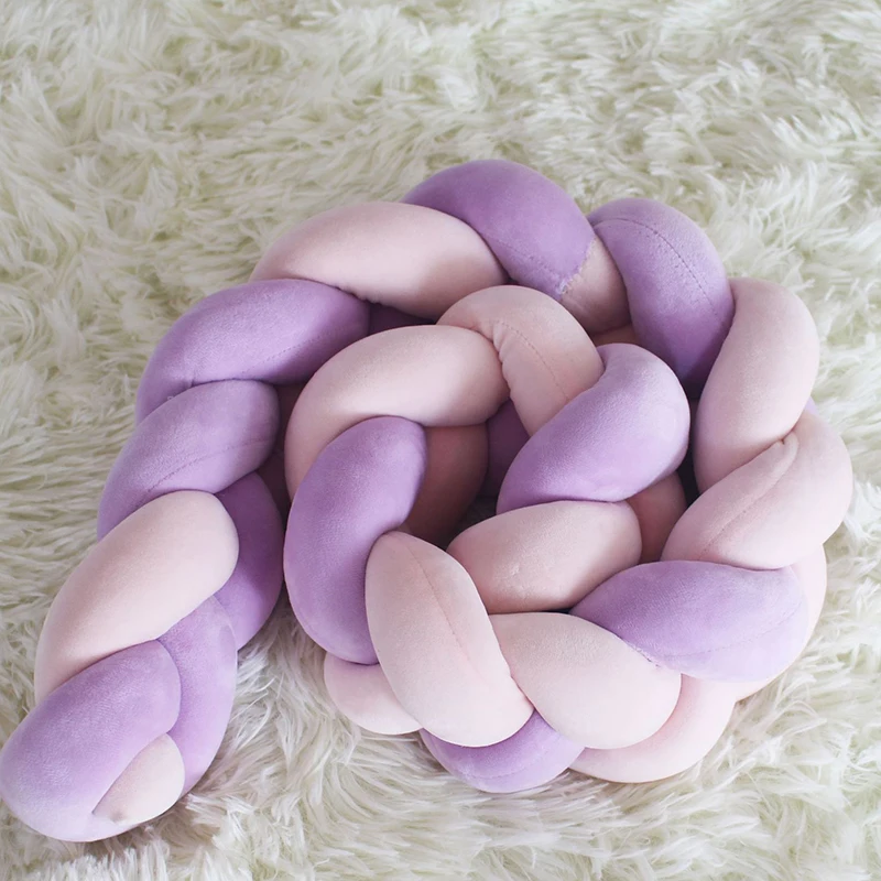 Newborn Bed Bumper Long Knotted Braid Pillow Baby Around Cushion Handmade Knot Baby Safety Protection Knot Crib YBD013