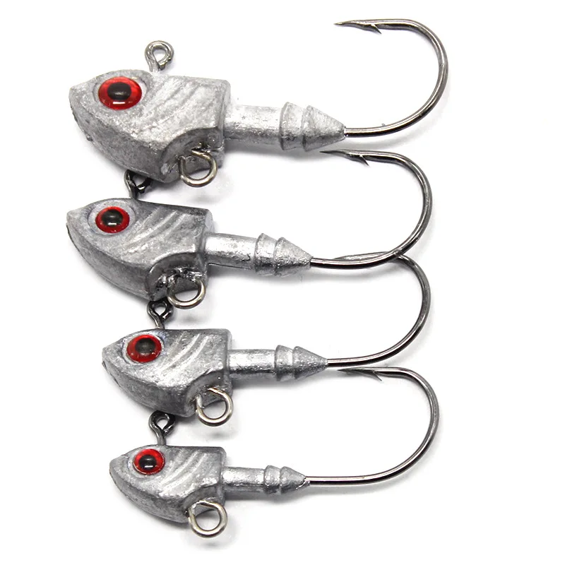 5PCS 3.5g-33g Jig Head Hook Fish Shape Carbon Steel  Head Fishing Hooks With Treble Fishing Hooks Soft Worm Fishing Accessories 3