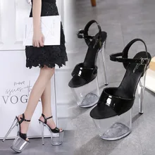 Sandales PVC à talons Super hauts de 20cm, cristal Transparent, Sexy, à bout ouvert, plate-forme transparente, escarpins de soirée pour dames, boîte de nuit
