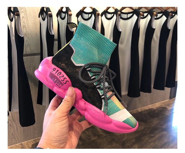RY-RELAA, женские кроссовки, модные кроссовки на платформе, ins стиль, Женская Роскошная обувь из свиной кожи, женская обувь на платформе, носки