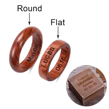 

AILIN Custom Ring Personalized Name Ring Retro Wooden Ring For Man Jewelry With Custom Wooden Box Friends Famliy Father Gifts